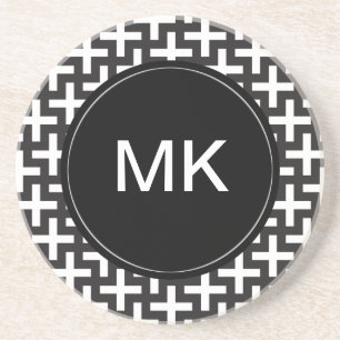 Schwarz und Weiß geometrisch Getränkeuntersetzer