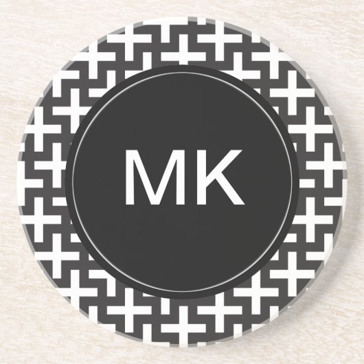 Schwarz und Weiß geometrisch Getränkeuntersetzer (Vorne)