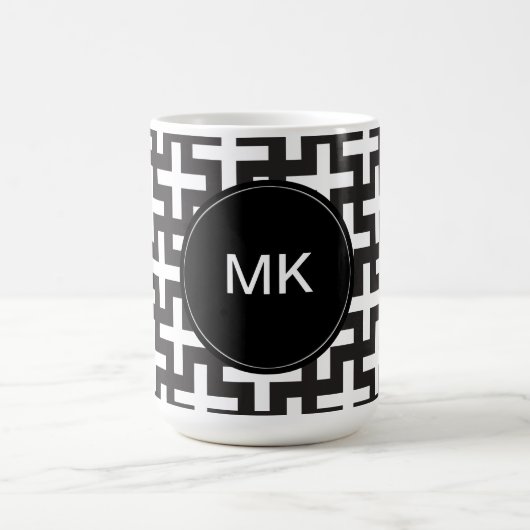 Schwarz und Weiß geometrisch Kaffeetasse (Mittel)