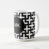 Schwarz und Weiß geometrisch Kaffeetasse (VorderseiteRechts)