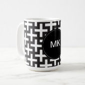 Schwarz und Weiß geometrisch Kaffeetasse (Vorderseite Links)