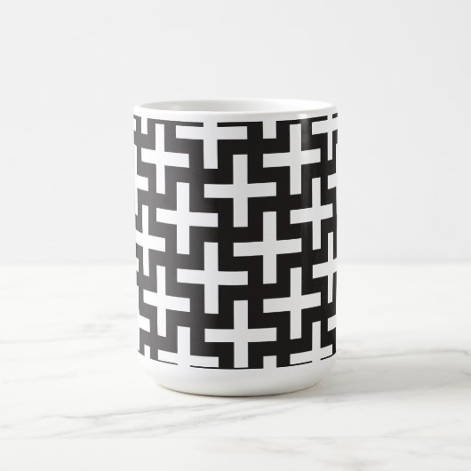 Schwarz und Weiß geometrisch Kaffeetasse (Mittel)