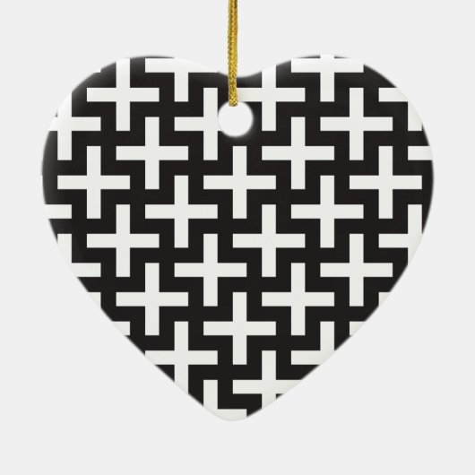 Schwarz und Weiß geometrisch Keramikornament (Hinten)