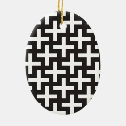 Schwarz und Weiß geometrisch Keramikornament (Hinten)