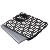 Schwarz und Weiß geometrisch Laptopschutzhülle (Vorne Knopf)