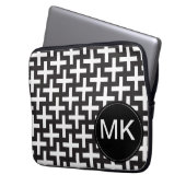 Schwarz und Weiß geometrisch Laptopschutzhülle (Vorderseite Links)