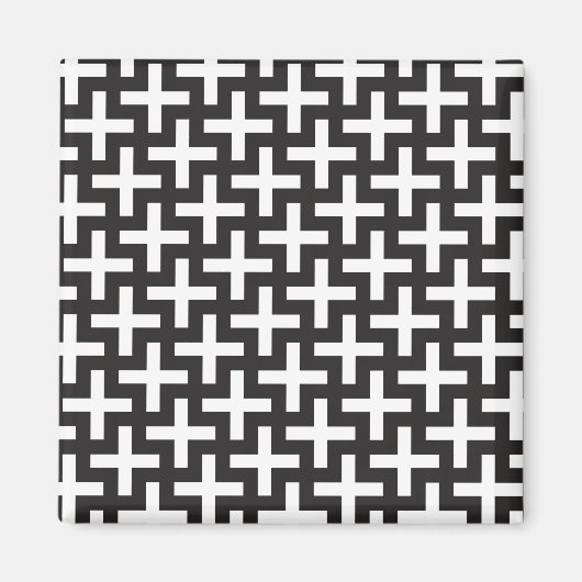 Schwarz und Weiß geometrisch Magnet (Vorne)