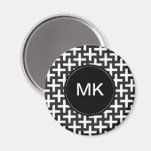 Schwarz und Weiß geometrisch Magnet (Vorderseite/Rückseite)