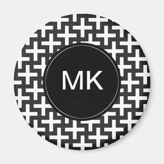 Schwarz und Weiß geometrisch Magnet (Vorne)