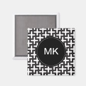 Schwarz und Weiß geometrisch Magnet (Vorderseite/Rückseite)