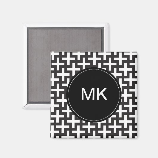 Schwarz und Weiß geometrisch Magnet (Vorderseite/Rückseite)
