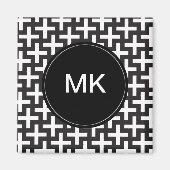 Schwarz und Weiß geometrisch Magnet (Vorne)