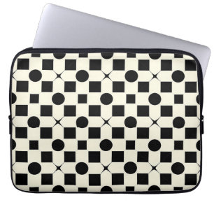 Schwarz und Weiß Geometrisch Modern Minimalistisch Laptopschutzhülle
