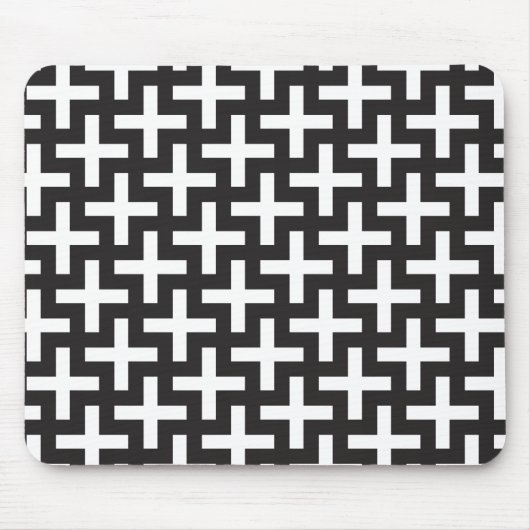 Schwarz und Weiß geometrisch Mousepad (Vorne)
