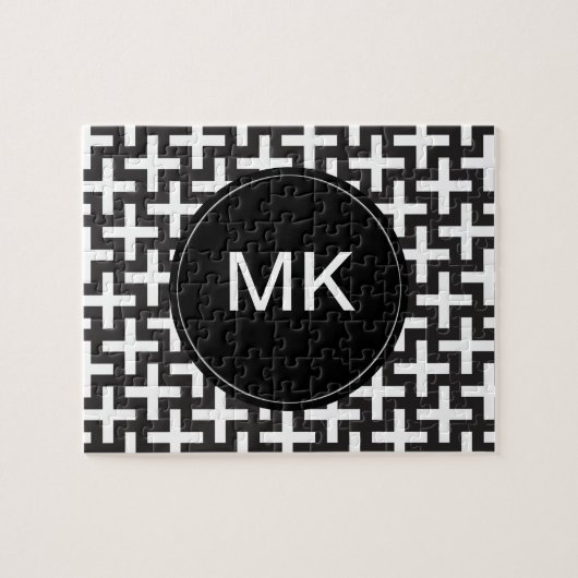 Schwarz und Weiß geometrisch Puzzle (Horizontal)