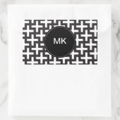 Schwarz und Weiß geometrisch Rechteckiger Aufkleber (Tasche)