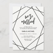 Schwarz und Weiß geometrisch | Wir sind Verheirate Einladung (Vorderseite)