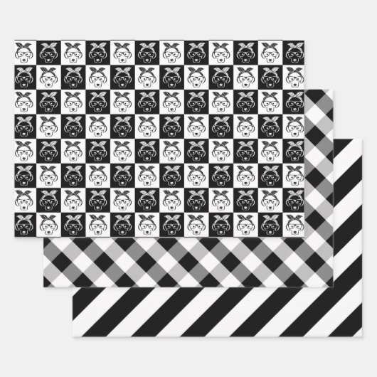 SCHWARZ UND WEISS GESCHENKPAPIER SET (Set)