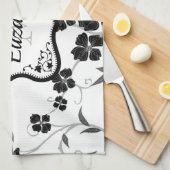 Schwarz und Weiß Geschirrtuch (Viertel Falte)