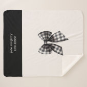 Schwarz und Weiß Gingham Checked Bow Sherpadecke (Vorderseite (Horizontal))