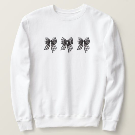 Schwarz und Weiß Gingham Checked Bows Sweatshirt (Design vorne)