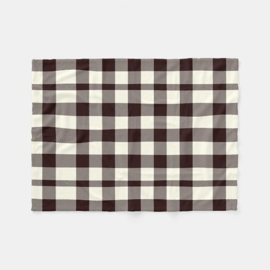 Schwarz und Weiß Gingham Classic Moderne Fleecedecke (Vorderseite (Horizontal))