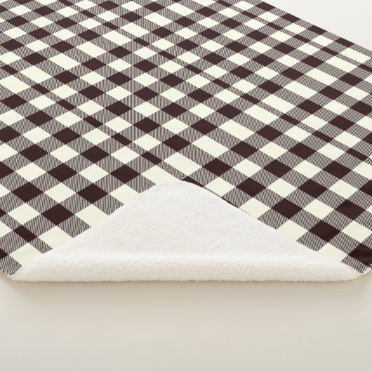 Schwarz und Weiß Gingham Classic Moderne Sherpadecke (3/4)