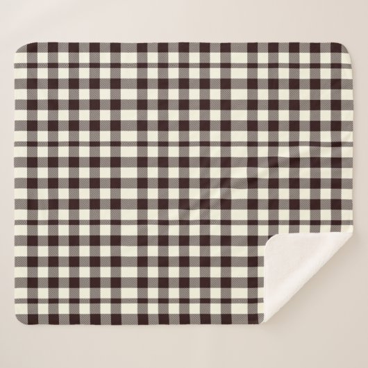 Schwarz und Weiß Gingham Classic Moderne Sherpadecke (Vorderseite (Horizontal))