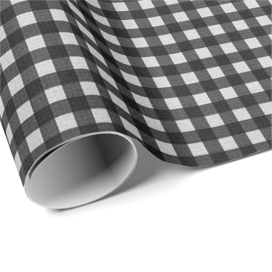 Schwarz und Weiß Gingham Geschenkpapier (Rolleneckpunkt)