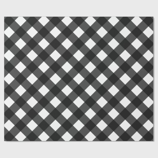 Schwarz und Weiß Gingham Geschenkpapier (Flach)