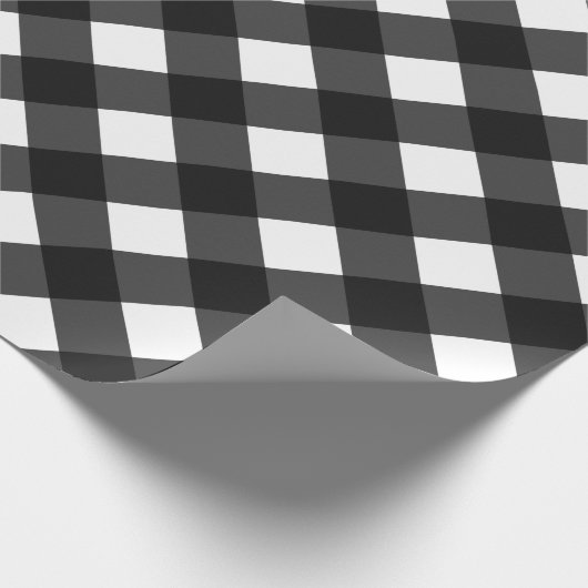 Schwarz und Weiß Gingham Geschenkpapier (Ecke)