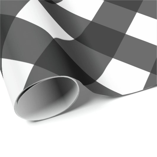 Schwarz und Weiß Gingham Geschenkpapier (Rolleneckpunkt)