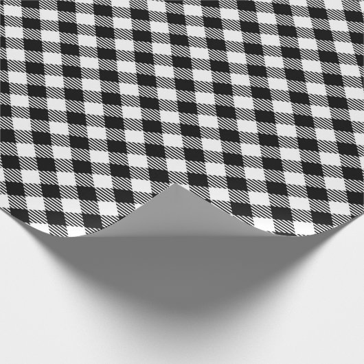Schwarz und Weiß Gingham Geschenkpapier (Ecke)