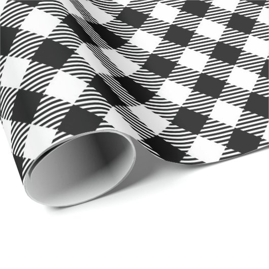 Schwarz und Weiß Gingham Geschenkpapier (Rolleneckpunkt)