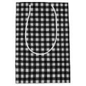 Schwarz und Weiß Gingham Mittlere Geschenktüte (Vorderseite)