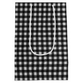 Schwarz und Weiß Gingham Mittlere Geschenktüte (Rückseite)