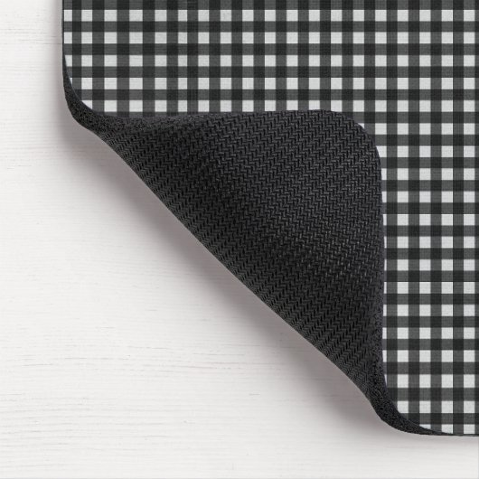 Schwarz und Weiß Gingham Mousepad (Ecke)