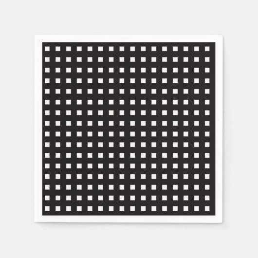 Schwarz und Weiß Gingham Napkins Serviette (Vorderseite)