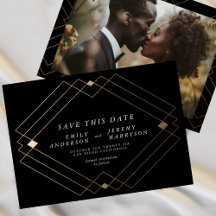 Schwarz und Weiß | Gold Deko Lines Save the Date
