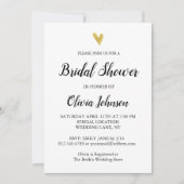 Schwarz und Weiß | Gold Heart Brautparty Einladung (Vorderseite)