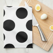 Schwarz und Weiß große Polka Dot Küchentücher (Viertel Falte)