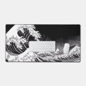 Schwarz und Weiß Große Welle von kanagawa grau xxl Schreibtischunterlage (Tastatur & Maus)