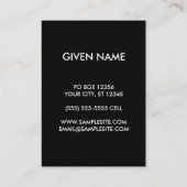 Schwarz und Weiß halten Ruhe und tragen weiter Visitenkarte (Rückseite)