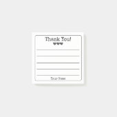 Schwarz und Weiß Ihr Name und Herz Danke Post-it Klebezettel (Vorderseite)