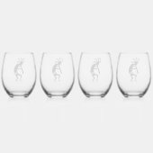 Schwarz und Weiß im Südwesten Kokopelli Weinglas Ohne Stiel (Hinten)