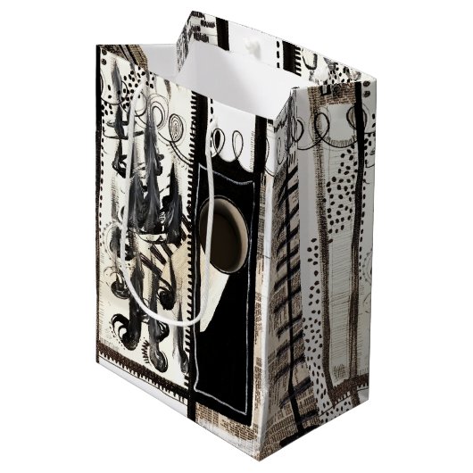 Schwarz und Weiß in der Stadtsprache Mittlere Geschenktüte (Vorderseite Schrägansicht)