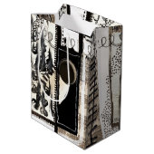 Schwarz und Weiß in der Stadtsprache Mittlere Geschenktüte (Rückseite Schrägansicht)