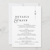 Schwarz und Weiß in einer modernen Monogramm-Hochz Einladung (Rückseite)