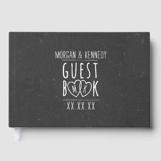 Schwarz und Weiß informelles rustikales Gästebuch (Vorderseite)