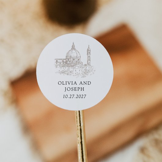 Schwarz und Weiß | Italienische Illustration Runder Aufkleber